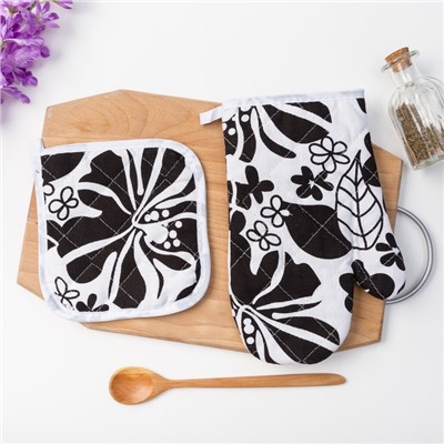 Кухонный набор (2 предмета) Доляна «Тренд», прихватка 17×17 см, рукавица 26×16 см, 100% п/э