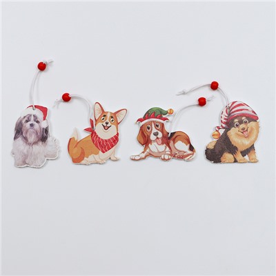 Елочные игрушки в деревянной подарочной упаковке, 12 шт., 13×13×2 см