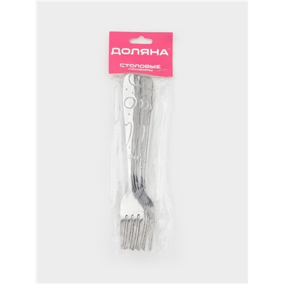 Набор вилок столовых Доляна «Бабл», h=20 см, 6 шт., нержавеющая сталь, серебристый