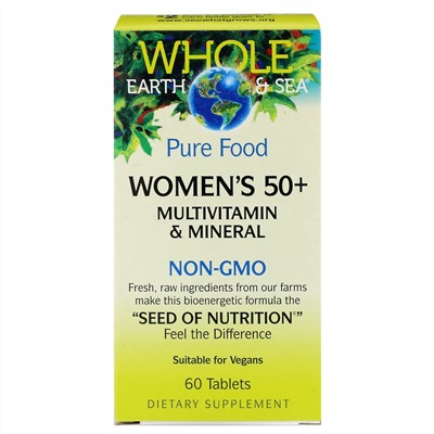 Natural Factors, Whole Earth & Sea, мультивитаминный и минеральный комплекс для женщин старше 50 лет, 60 таблеток