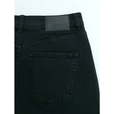 Актуальная коллекция CONTE CON-822 Чёрная джинсовая юбка-mini из eco-friendly с рельефными швами