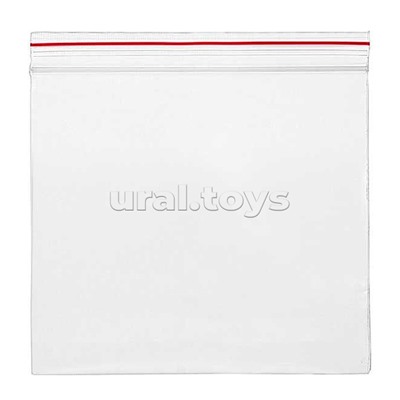 Пакет упаковочный с замком Zip Lock 130x130 мм, ПНД, 35 мкм, прозрачный, с красной полосой на zip-застежке, 100 шт в упаковке