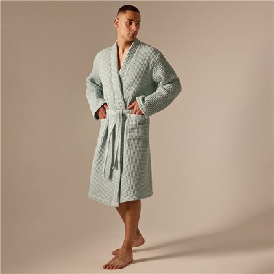 Халат вафельный мужской SL HOME: Boho «Аззура», размер M, хлопок 100%, бирюзовый