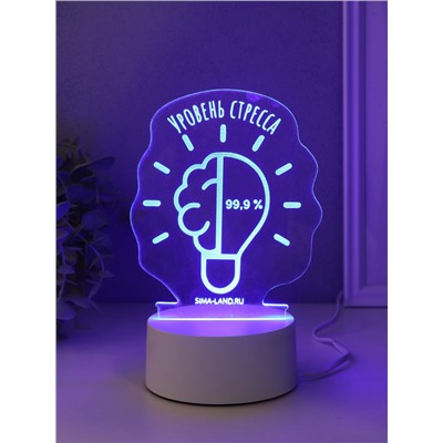Светильник 3D RISALUX «Уровень стресса 99.9%», LED-ночник, RGB, от сети, 9.5×12.8×14.9 см
