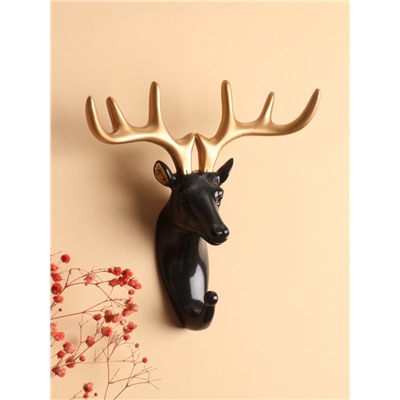 Декор настенный с вешалкой TAKE IT EASY «Олень», панно, 16.5×16 см, чёрный