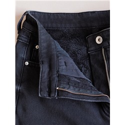 Джинсы-трубы из эластичного денима на флисе