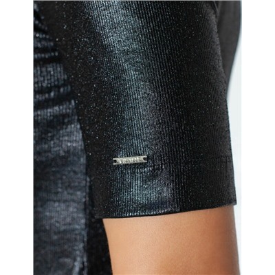 Футболка облегающая из хлопка в рубчик с U вырезом и матовым покрытием металлик