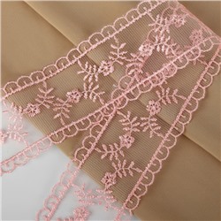 Кружево на сетке «Веточки», 50 мм, 11±1 м, нежно-розовое