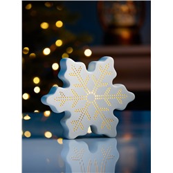 Светодиодная фигура «Снежинка» 13.2×11.6×4 см, 1 LED, керамика, от батареек LR44×2, свечение тёплое белое