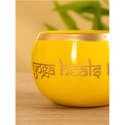 Свеча в чаше Yoga heal the soul жёлтая, соевый воск 200 гр 8,5х7 см