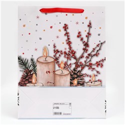 Пакет подарочный новогодний ламинированный «Свечи», 31×40×11.5 см