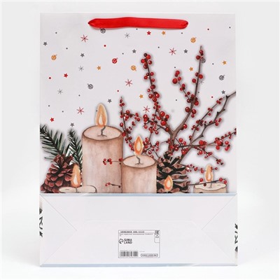 Пакет подарочный новогодний ламинированный «Свечи», 31×40×11.5 см