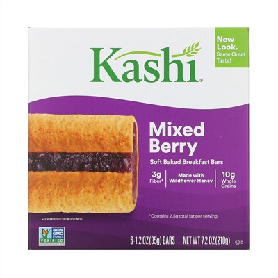 Kashi, Soft Baked Breakfast Bars, Mixed Berry, 1.2 oz (35 g) Each
