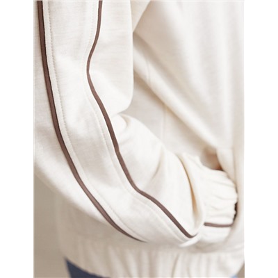 Свободный бомбер с лампасами на молнии из петельчатого футера двухнитки с эластаном