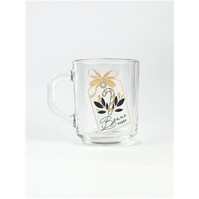 Кружка новогодняя стеклянная «Чудесное время», 200 мл