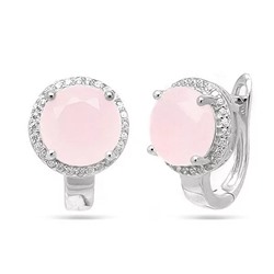 Серьги из серебра розовый кварц, МЦВ1046