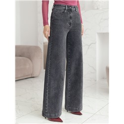 Джинсы трубы прямые с декоративной стиркой из эластичного денима