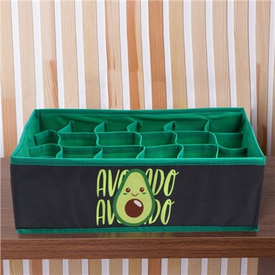 Органайзер для хранения белья, кофр 24 ячейки Avocado, 35×30×10 см