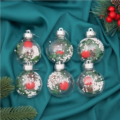 Ёлочные игрушки «Левин», шары новогодние, d=6 см, набор 6 шт.