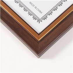 Фоторамка для фото А4 «Вайолетт», пластик, коричневая с золотой полосой, 1.5×25.4×34 см