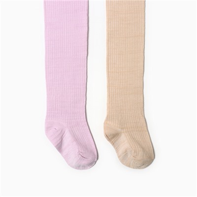 Колготки детские Крошка Я BASIC LINE, набор 2 пары, рост 68 -74 см, бежевый, сиреневый
