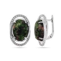 Серьги из серебра цоизит, МЦВ075