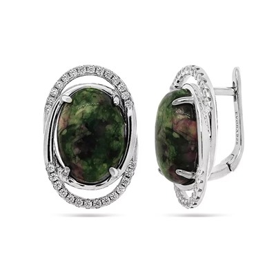 Серьги из серебра цоизит, МЦВ075