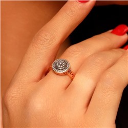 Кольцо 19 р ювелирная бижутерия коллекция "Дубай", вставка: фианиты, цвет: прозрачный, арт.313.385-19