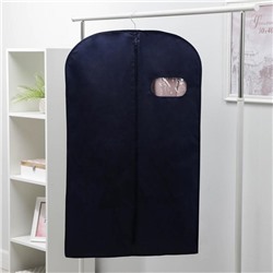 Чехол для одежды с окном, 60×100 см, спанбонд, синий