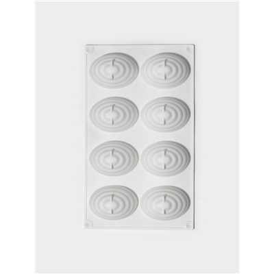 Форма для муссовых десертов и выпечки KONFINETTA «Джелли», силикон, 30×17.5×4 см, 8 ячеек (7.4×5.3×4 см), белая