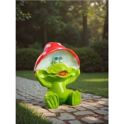 Садовая фигура из гипса «Лягушка улыбка под мухомором», 27.5×12×23.5 см