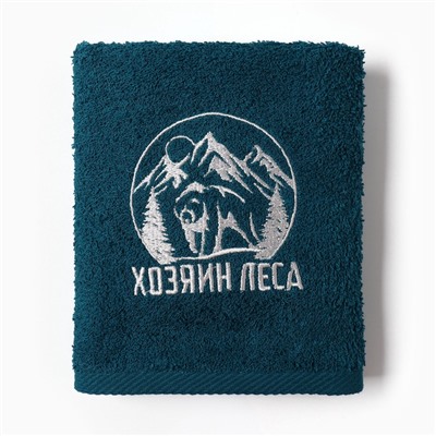 Полотенце махровое «Хозяин леса», 35×60 см, хлопок 100%, зелёное