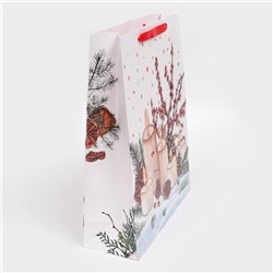 Пакет подарочный новогодний ламинированный «Свечи», 31×40×11.5 см