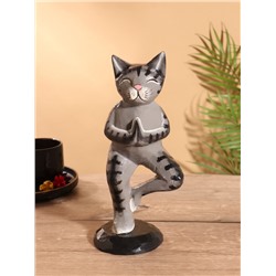 Сувенир интерьерный «Кот-йог», 28 см, дерево