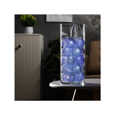 Гирлянда «Нить» 5 м с насадками «Клубки серые», IP20, прозрачная нить, 20 LED, свечение белое, 220 В