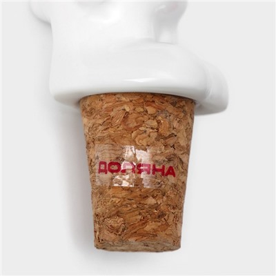 Пробка для бутылки Доляна «Стильный мишка», 3.5×3.5×10 см, белая