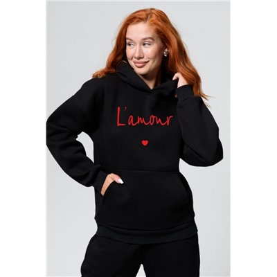 8518 Толстовка женская оверсайз (Черный_лямур)