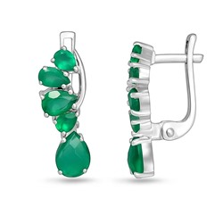 Серьги, зеленый агат, Белиз