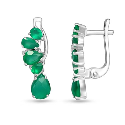 Серьги, зеленый агат, Белиз