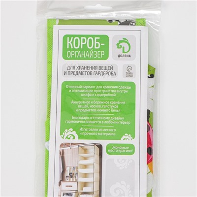 Органайзер для хранения белья Доляна «Божьи коровки», 24 ячейки, 30×33×10 см, зелёный