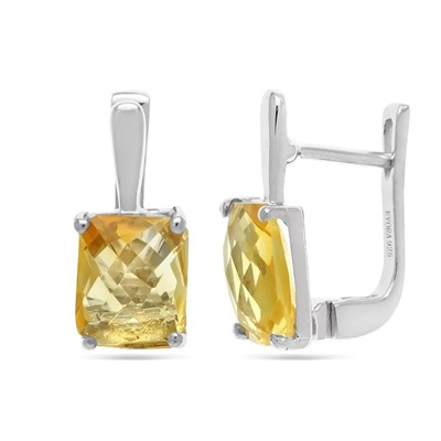 Серьги из серебра цитрин, Классика2
