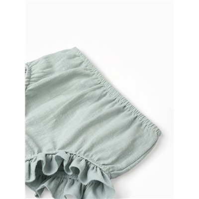 Комплект для девочки (туника, шорты) MINAKU, серо-зеленый, размер 74-80