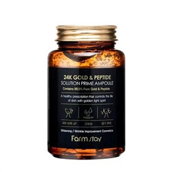 Farm Stay Ампульная сыворотка для лица с 24-каратным золотом и пептидами / 24K Gold & Peptide Solution Prime Ampoule, 250 мл 12203