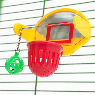 Игрушка для птиц «Баскетбольное кольцо», 9.5×11×6 см (мяч 2.5 см, корзина 4.6 см)