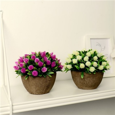 Искусственный цветок в горшке «Многослойные бутоны», 13×11 см, МИКС