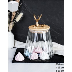 Банка для хранения бамбуковая крышка с фигуркой 800 мл 13х11 см / 7606 /уп 48/ новогодняя