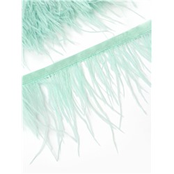 Перья декоративные на ленте, цвет мятный 10 м ± 0.5 м, шир 8-10 см