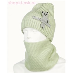 02-5-R Комплект для девочки флис (колпак+снуд) (52-54)