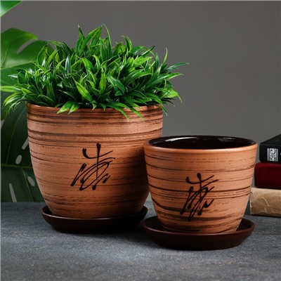Горшок для цветов «Восток», керамический, набор 4 шт.: 400 мл, 1 л, 2.5 л, 5 л