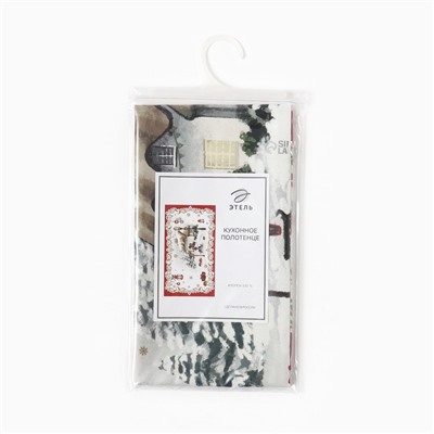 Полотенце новогоднее кухонное «Этель» «Снежная деревенька» 40×70 см, 100% хл, саржа 190 г/м²